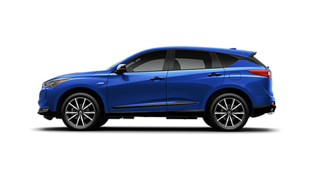 Driver side view of a blue 2026 RDX on a white background.