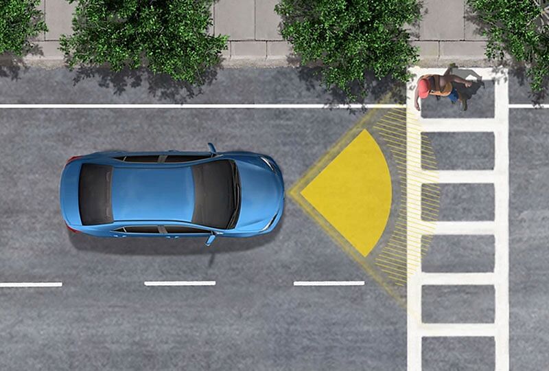 2022 Sienna's safety features sensing a pedestrian