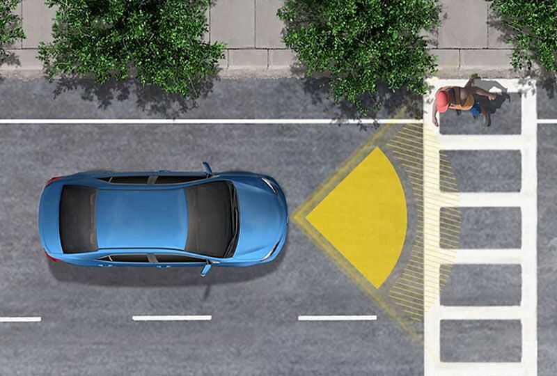 2022 Tacoma's safety features sensing a pedestrian