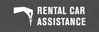 A white Hand Handing Out the Keys with Rental Car Assistance text