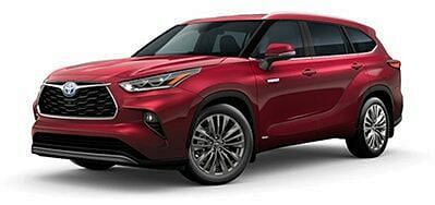 A light red metallic Toyota Highlander