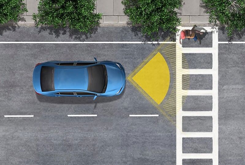 2022 Avalon's safety features sensing a pedestrian