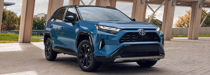 A dark blue Toyota RAV4 Hybrid