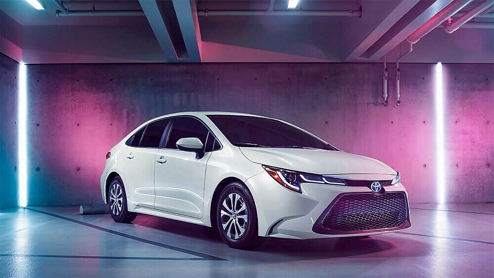 Corolla Hybrid parked in a parking garage