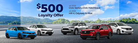 $500 Lease Loyalty on select new Honda models