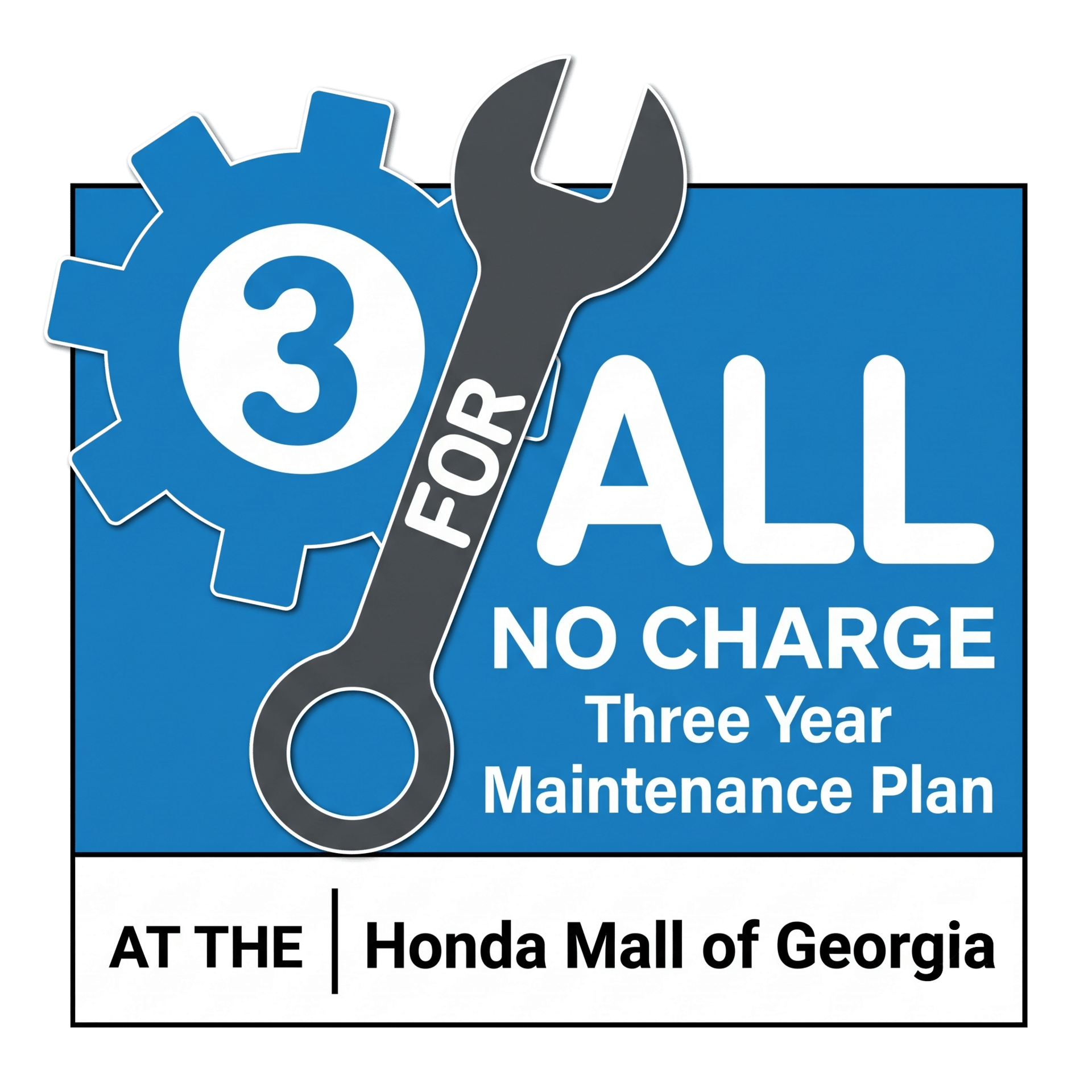 3 for All No Charge Three Year Maintenance Plan Graphic