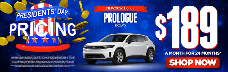 New 2026 Honda Prologue EX 2WD	$189 A MONTH FOR 24 MONTHS*       