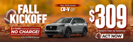 New 2026 Honda CR-V Hybrid Sport AWD Lease For: $309/mo, 36 months*
