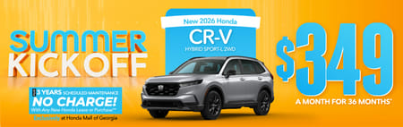 New 2026 Honda CR-V Hybrid Sport-L 2WD "$349 a month for 36 Months* PLUS 3 YEARS SCHEDULE MAINTENANCE NO CHARGE! With Any New Honda Lease or Purchase+ Exclusively at Honda Mall of Georgia** "