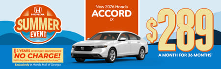 Lease 2026 Honda Accord LX $289