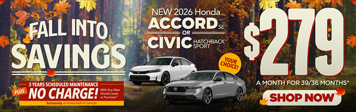 Lease 2026 Honda Accord SE $279