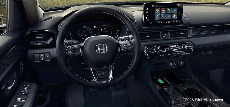 Honda 2024 Pilot Elite black interior.