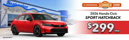 Lease 2026 Honda Civic Hatchback Sport $299