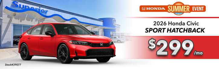 Lease 2026 Honda Civic Hatchback Sport $299