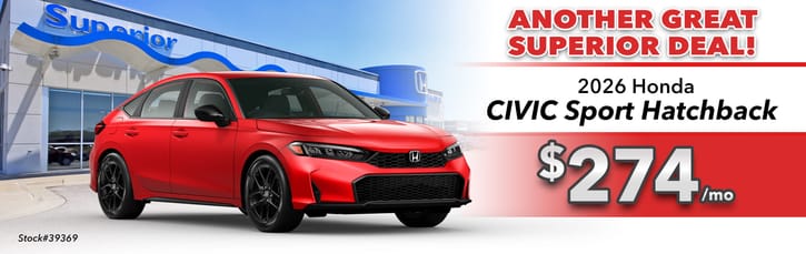 Lease 2026 Honda Civic Hatchback Sport $274