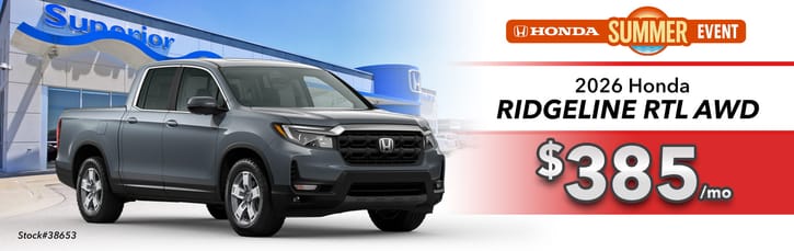 Lease 2026 Honda Ridgeline RTL $385