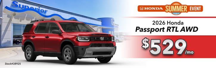 Lease 2026 Honda Passport RTL $529