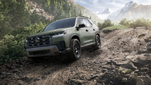 2026 Honda Pilot TrailSport shown in Ash Green Metallic