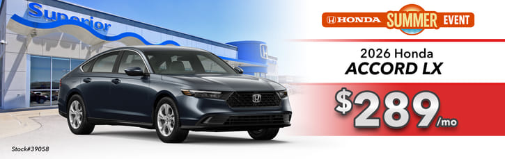 Lease 2026 Honda Accord LX $289