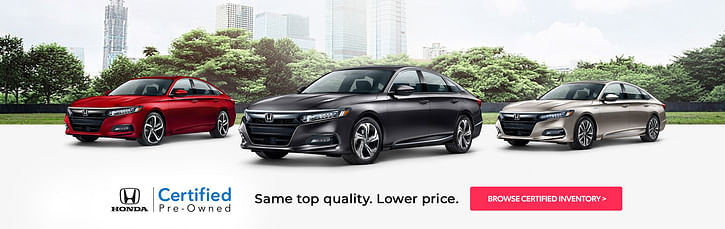 Honda Certified Vehicles come with Honda Service Pass