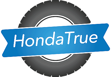 HondaTrue logo - a dark tire with blue label and white text