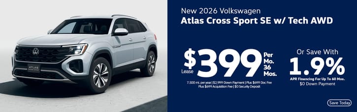 Lease 2026 VW Atlas Cross Sport SE with Tech $399