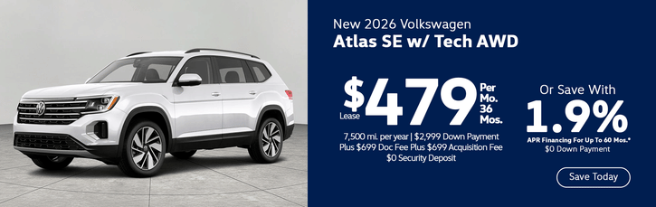 New 2026 VW Atlas SE w/ Tech Finance Special 1.9% APR Special