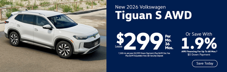 New 2026 VW Tiguan S Finance Special 1.9% APR Special