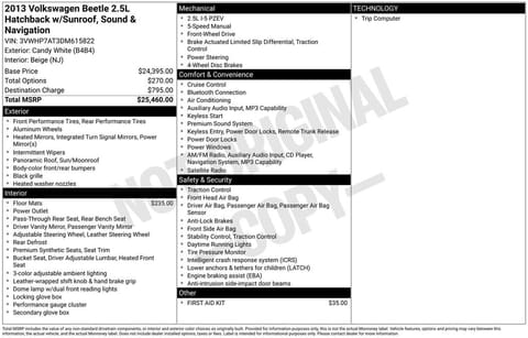 1 image of 2013 Volkswagen Beetle 2.5L