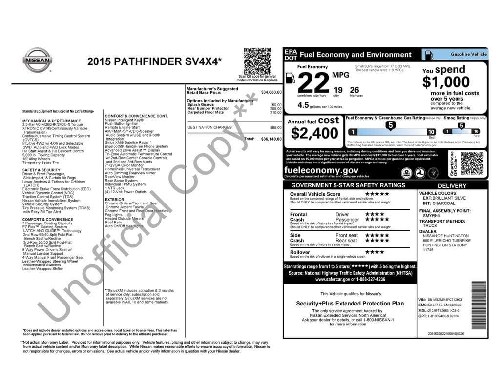 5 thumbnail image of  2015 Nissan Pathfinder SV
