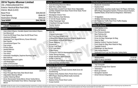 1 image of 2016 Toyota 4Runner Limited