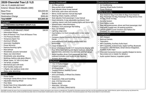 1 image of 2020 Chevrolet Trax LS