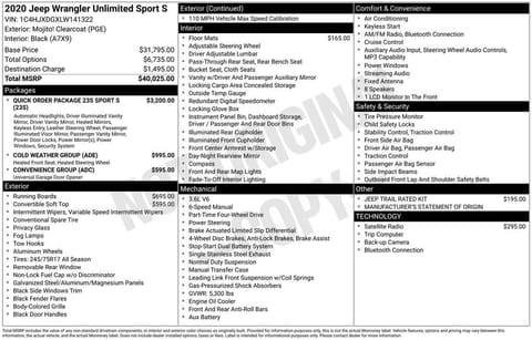 1 image of 2020 Jeep Wrangler Unlimited Sport S