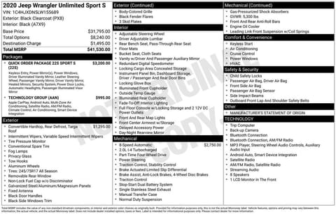 1 image of 2020 Jeep Wrangler Unlimited Sport S