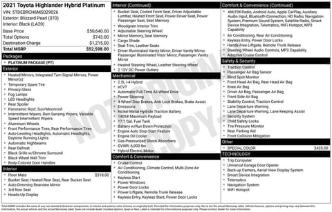 1 image of 2021 Toyota Highlander Hybrid Platinum