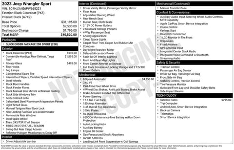1 image of 2023 Jeep Wrangler Sport