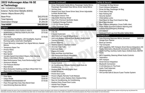 1 image of 2023 Volkswagen Atlas 3.6L V6 SE w/Technology