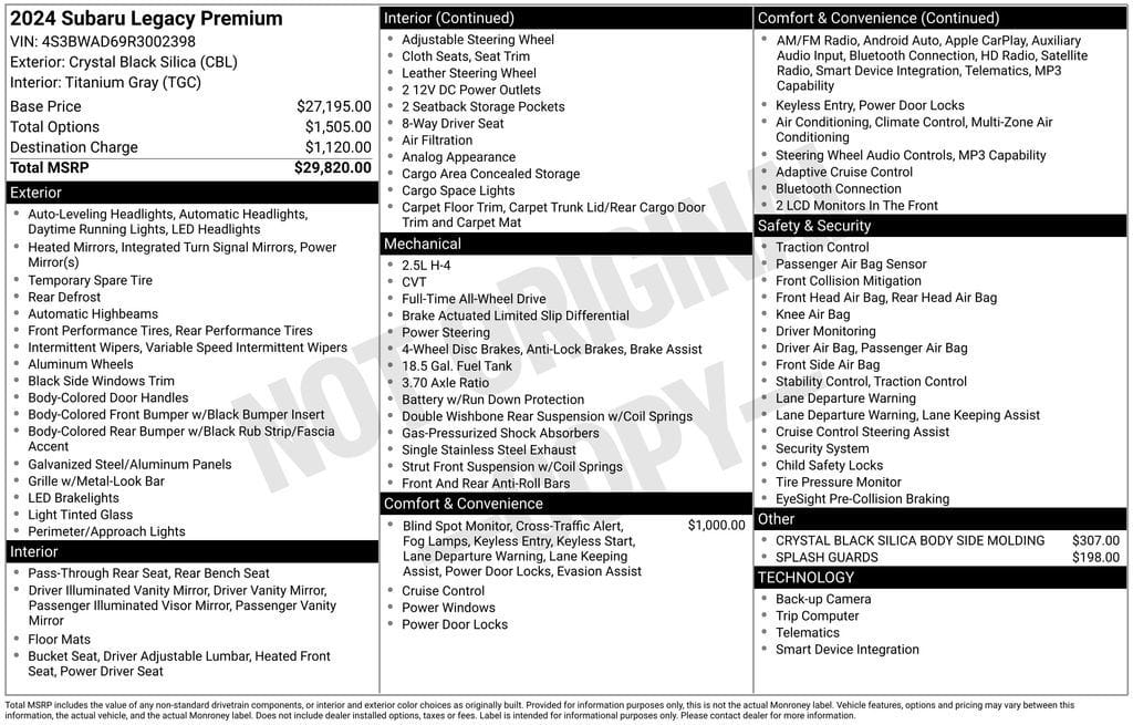 2024 Subaru Legacy Premium's photo