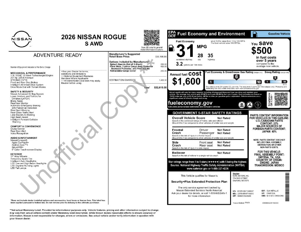 5 thumbnail image of  2026 Nissan Rogue S