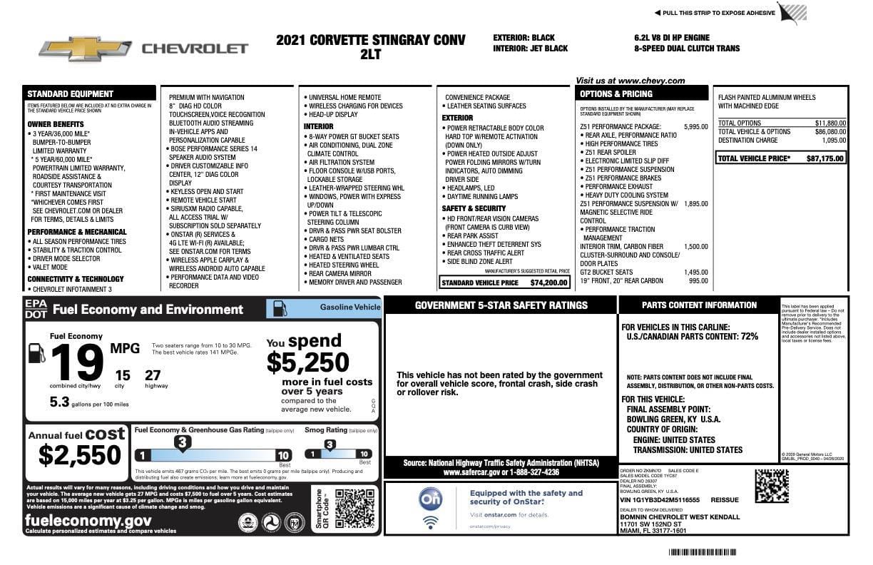 25 thumbnail image of  2021 Chevrolet Corvette 2LT