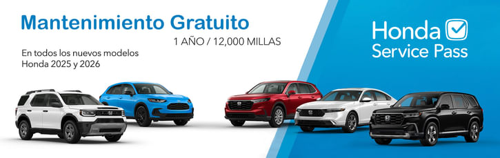 Se presenta el pase de servicio de Honda, con el logotipo y los detalles clave sobre el mantenimiento y servicio del vehículo.