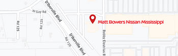 map of Matt Bowers Nissan Mississippi
