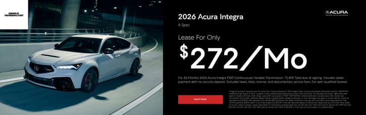 Lease 2026 Acura Integra A-Spec $272
