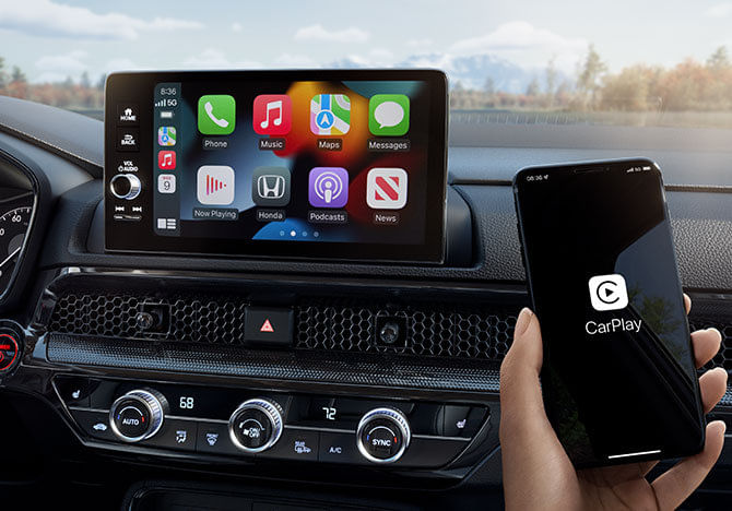 Pantalla táctil del Honda CR-V 2025 con interfaz Apple CarPlay