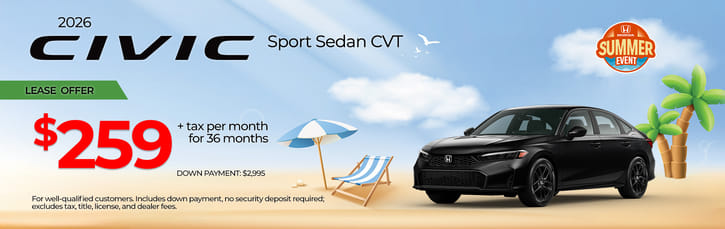 Lease 2026 Honda Civic Sedan Sport $259