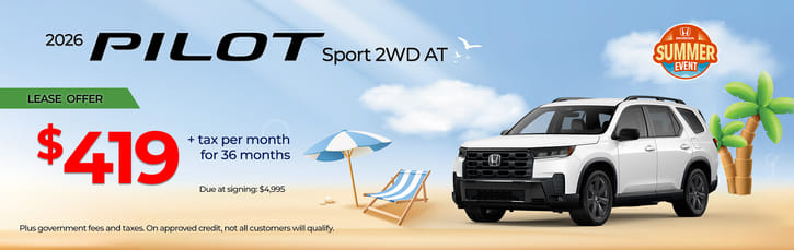 Lease 2026 Honda Pilot Sport $419