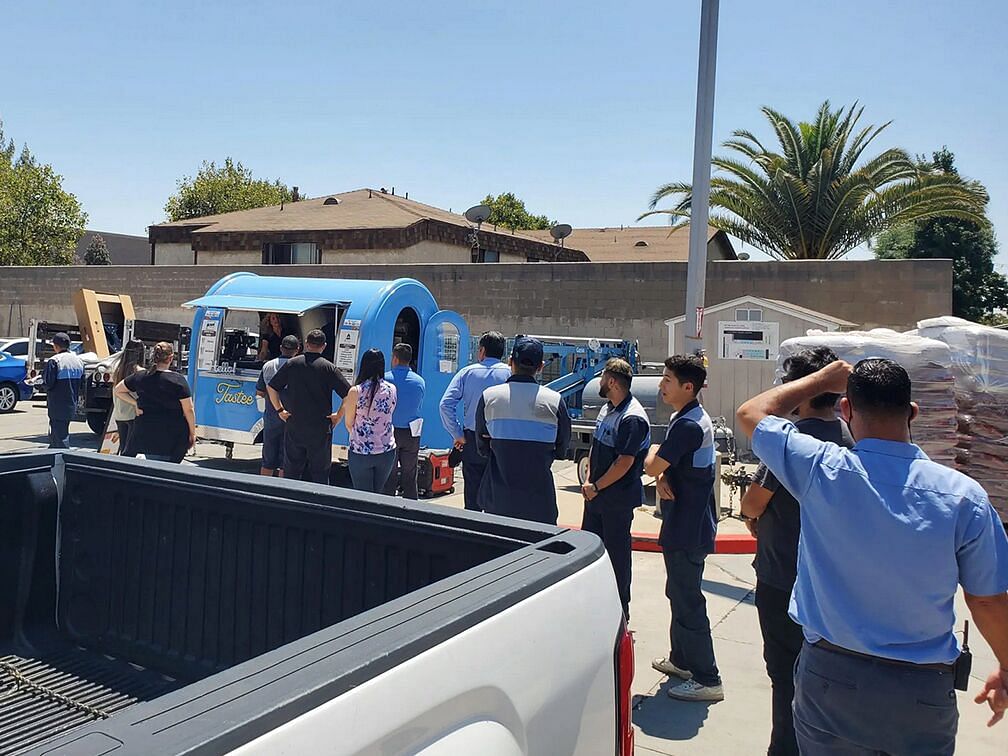 queue in front of the food truck