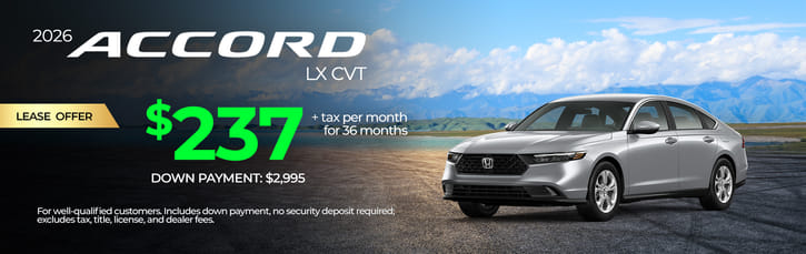 Lease 2026 Honda Accord LX $237