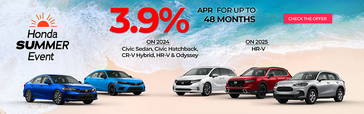 3.9% APR on selected New Hondas