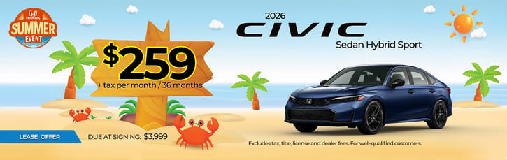Lease 2026 Honda Civic Hybrid Sport $259
